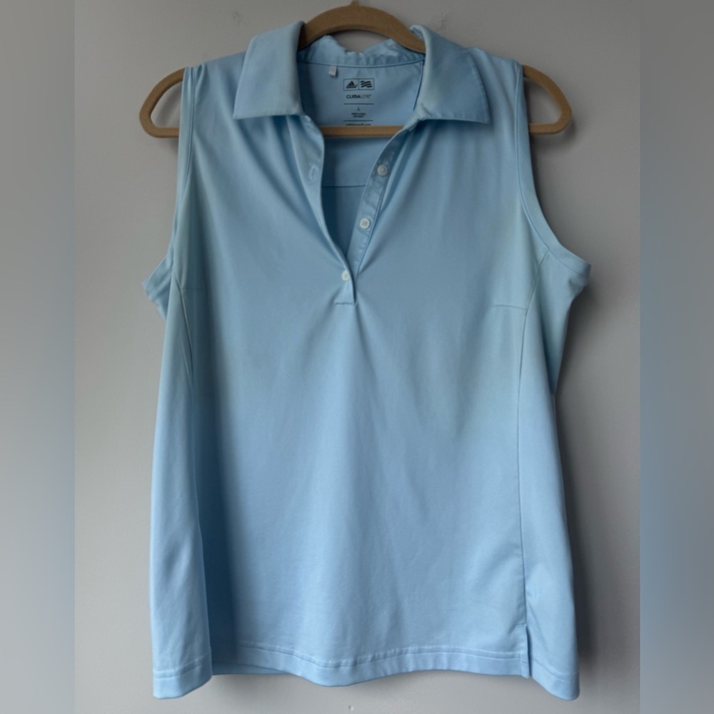 Adidas Climalite Light Blue Sleeveless Golf Shirt - Size Large